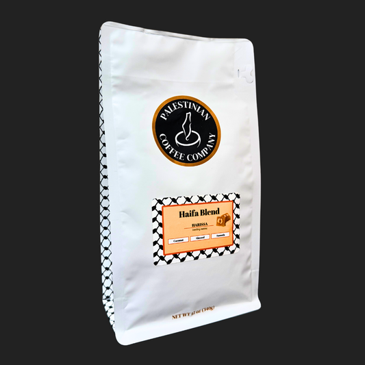 haifa blend harissa coconut flavored coffee front of bag